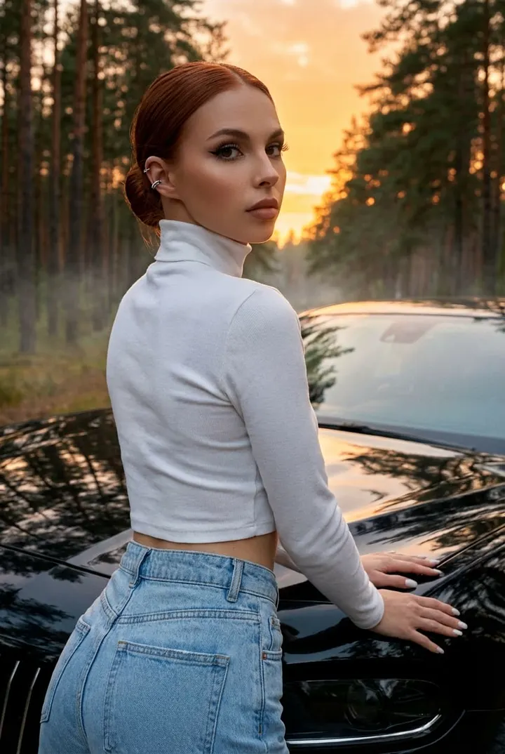 Девушка у люксового авто