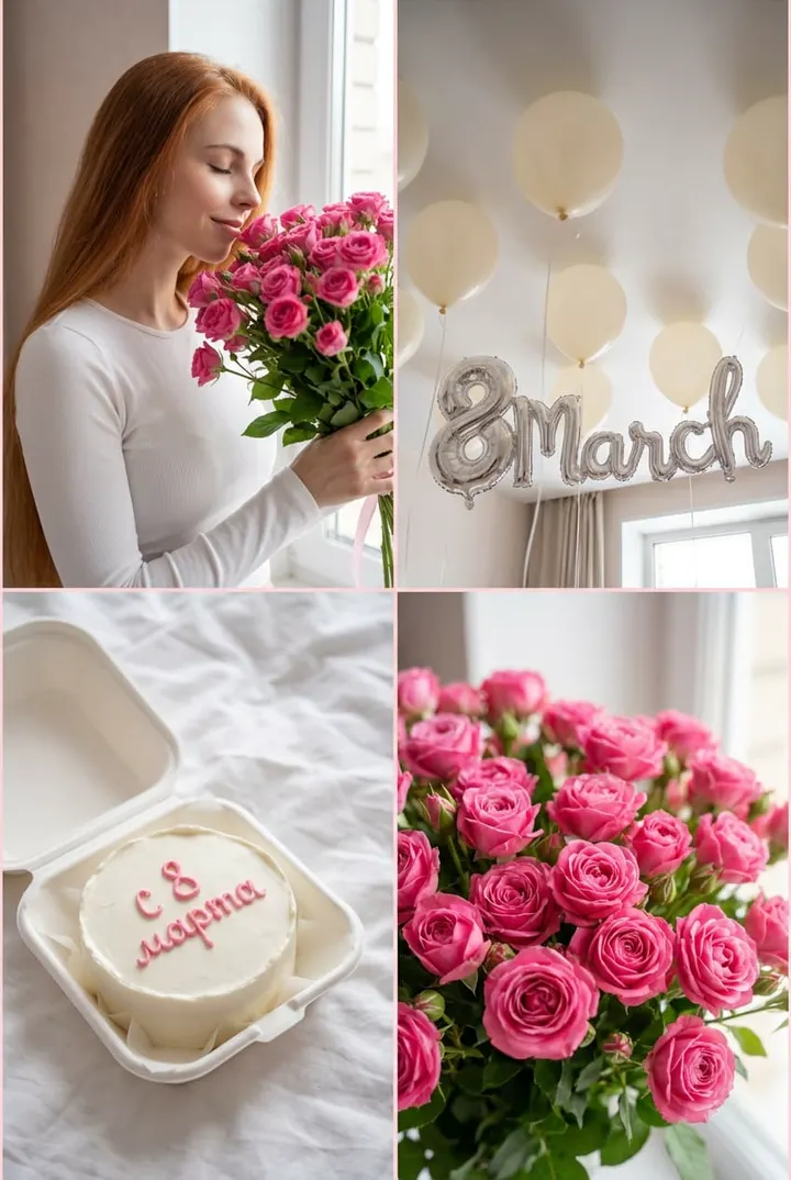 Коллаж на 8 марта с розами