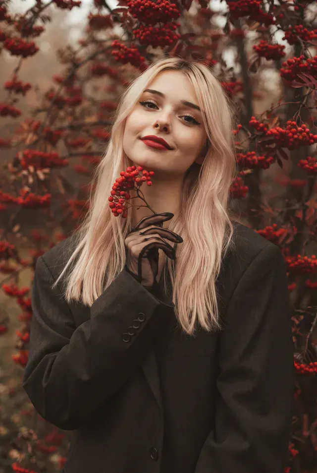 Осенний fashion-портрет с рябиной