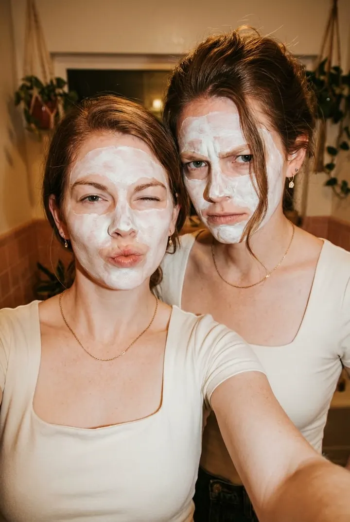 Селфи подруг в масках для лица