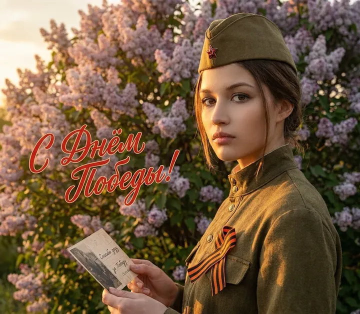 Женщина в военной форме Победа