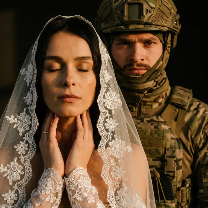 С мужем военным в фате