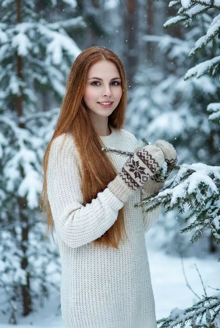 Девушка в зимнем лесу