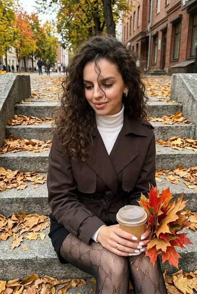 Осенний лайфстайл на лестнице