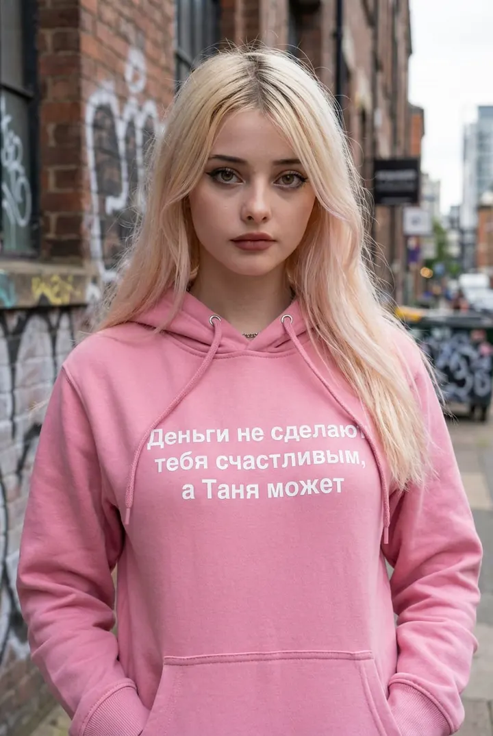 Девушка в розовом худи Таня