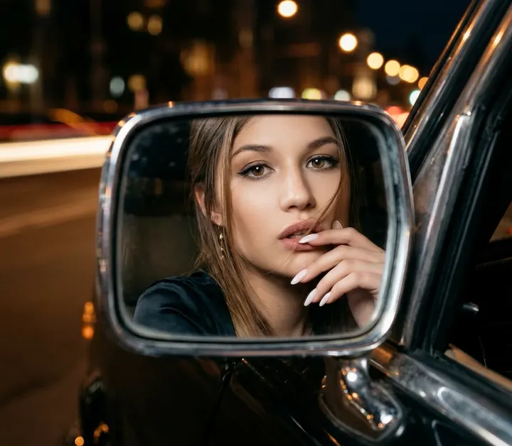 Отражение в зеркале авто