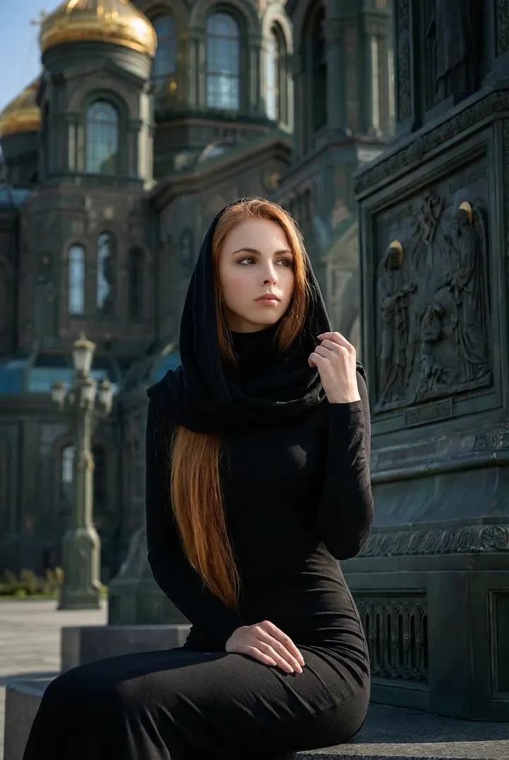 Женщина у главного храма ВС