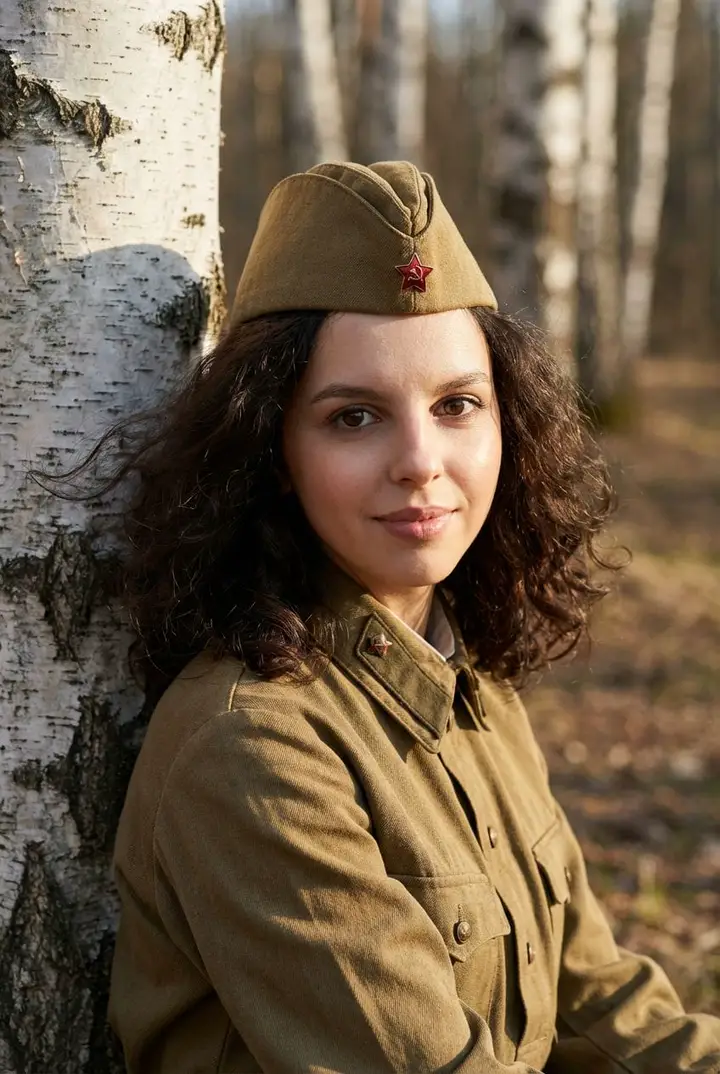 Военный портрет у березы