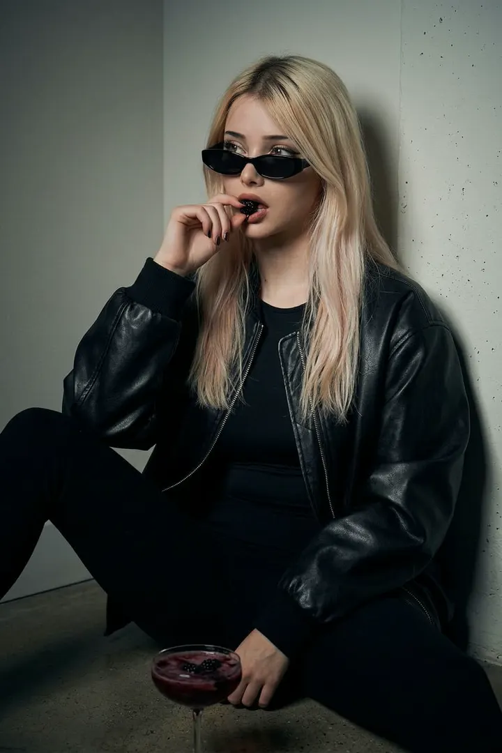 Fashion портрет в кожаном бомбере