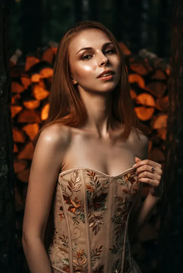 Женщина в осеннем корсете