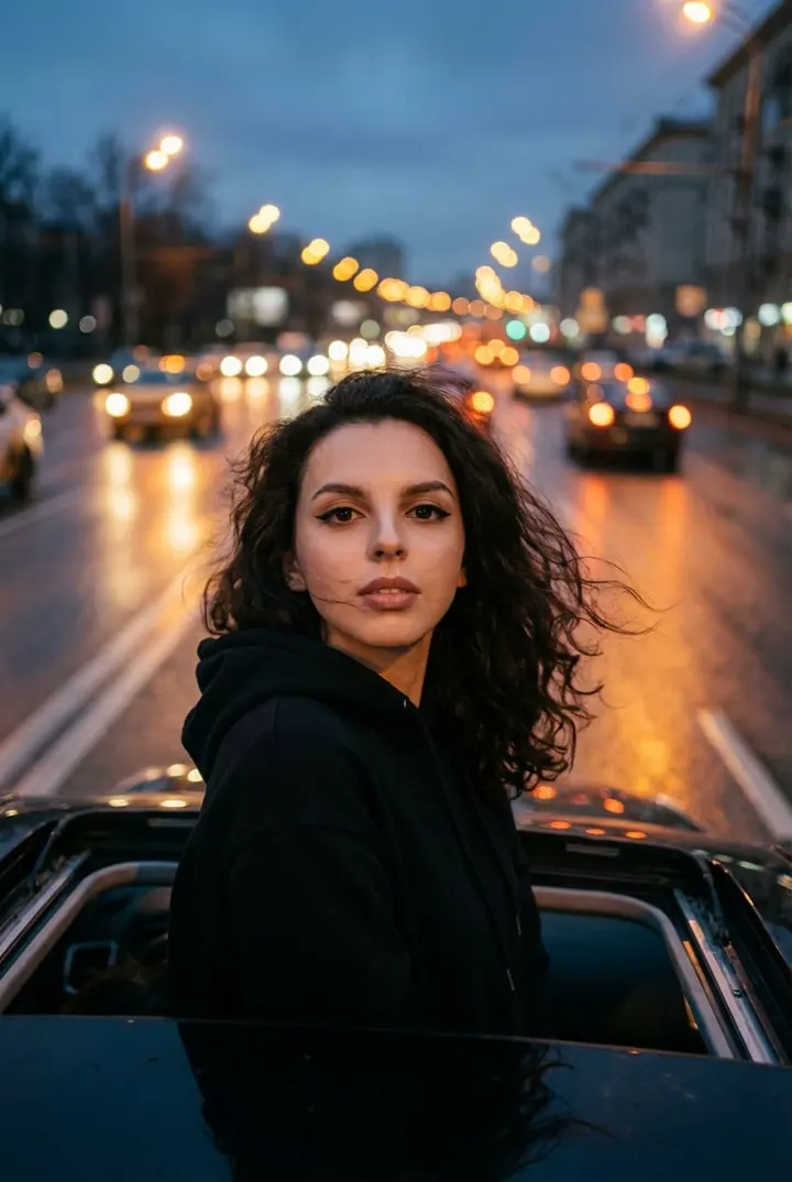 Ночное селфи в люке авто