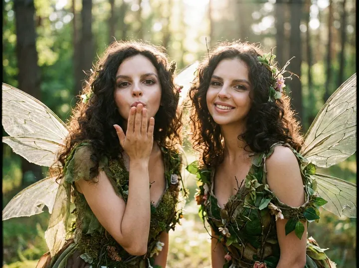 Девушки в костюмах фей с эффектом фотопленки