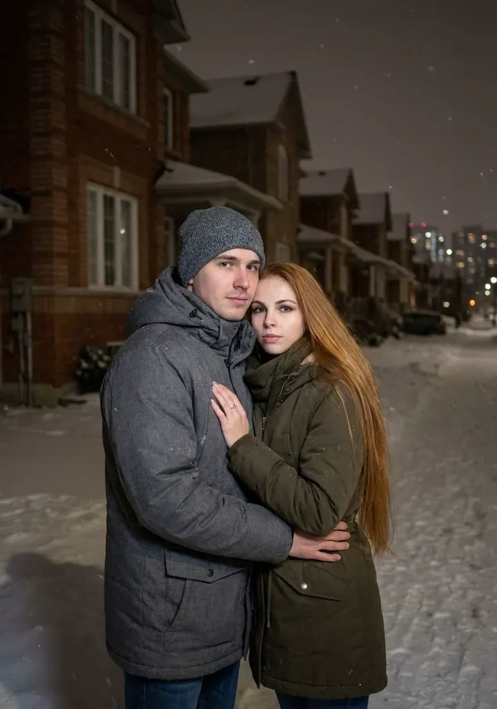 Зимний вечер в городе для двоих — пример фото по шаблону