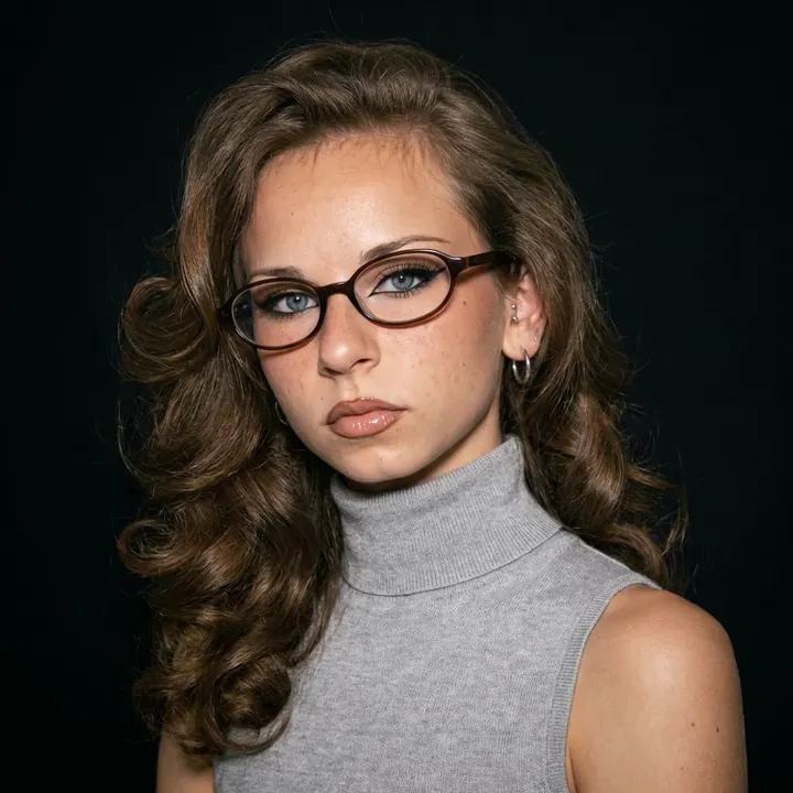 Студийный fashion портрет в сером гольфе