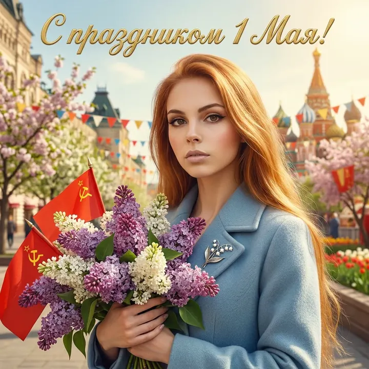 Советская открытка к 1 Мая