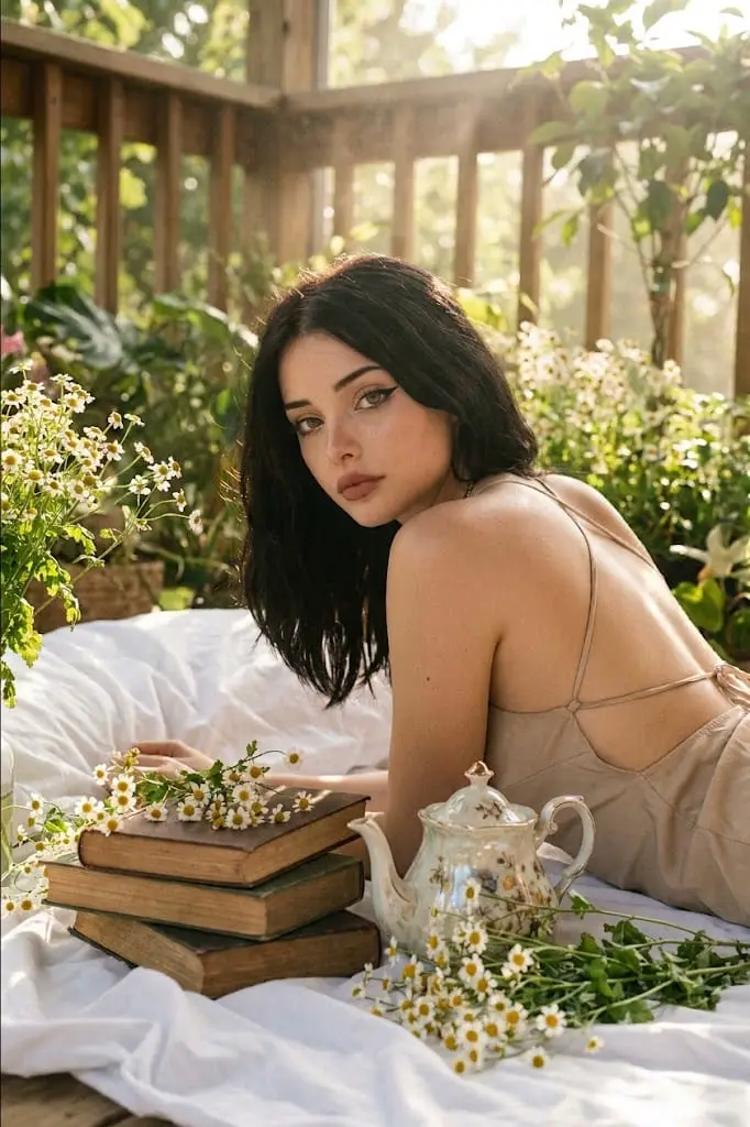 Портрет в стиле Vogue с ромашками