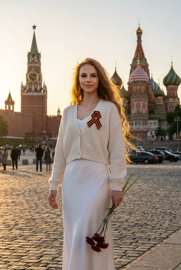 Девушка на Красной площади 9 мая
