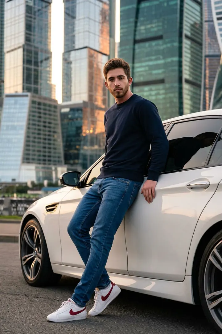 Мужчина у BMW в Москва-Сити