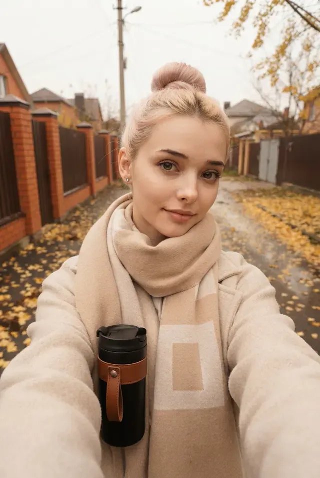 Уютное осеннее селфи с кофе