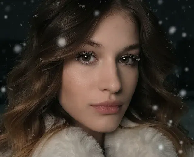 Зимний макропортрет в снегопад