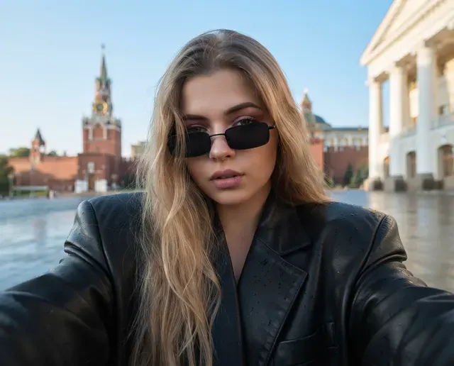 Стильное селфи на фоне Кремля