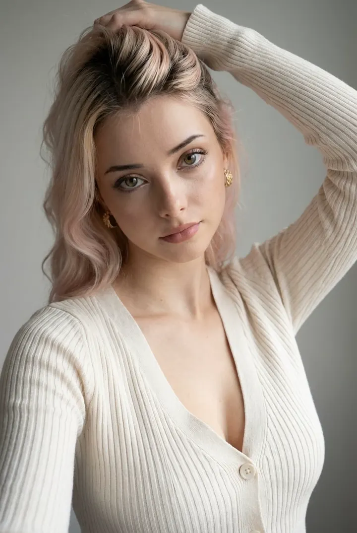 Селфи в молочном кардигане