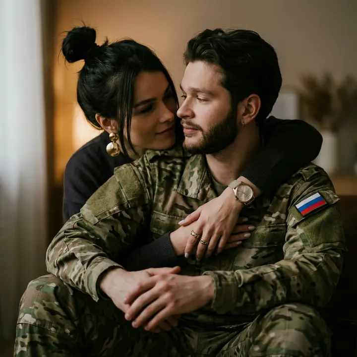 Нежные объятия в военной форме