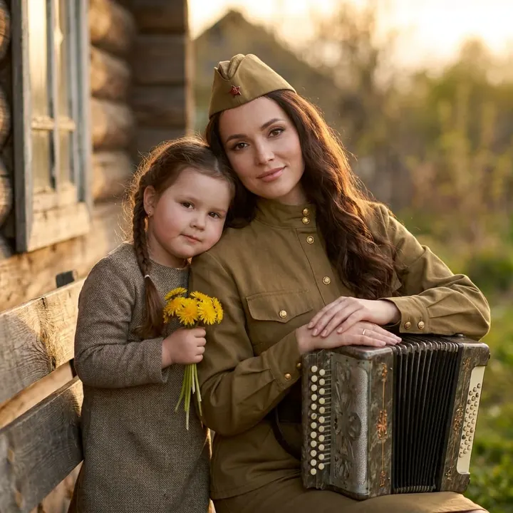 9 мая с ребенком у дома