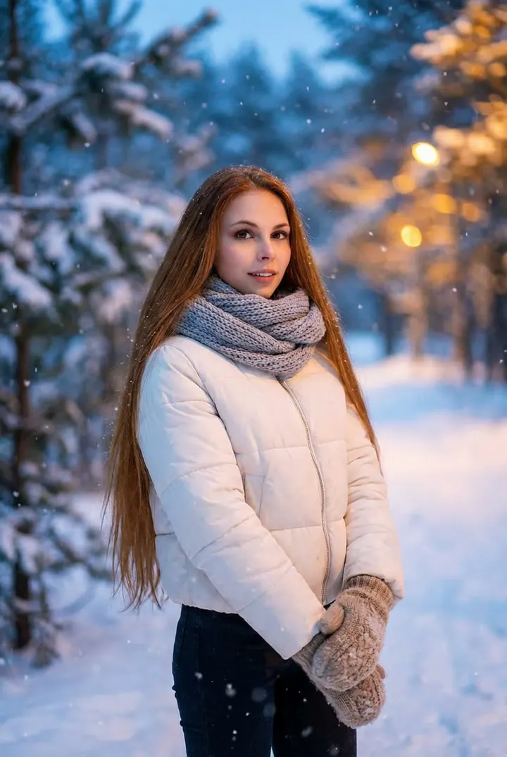 Девушка в зимнем лесу