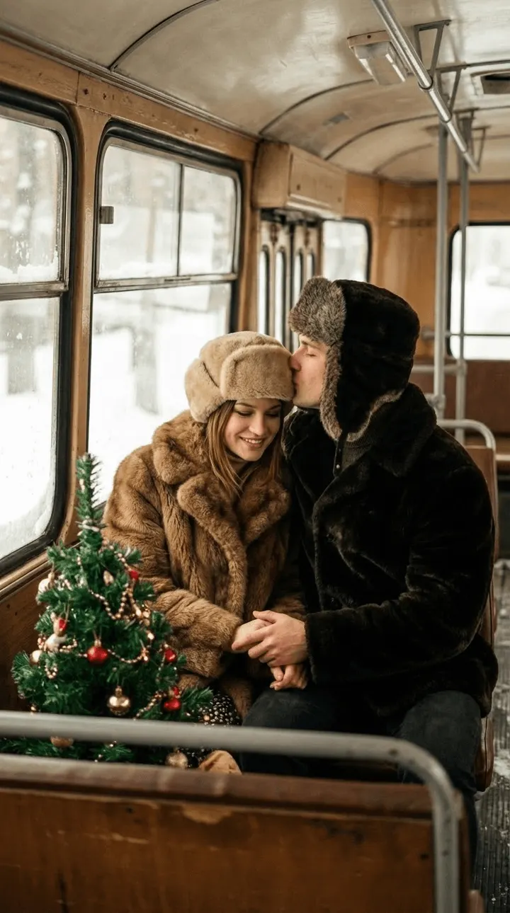 Зимняя романтика в стиле ретро — пример фото по шаблону
