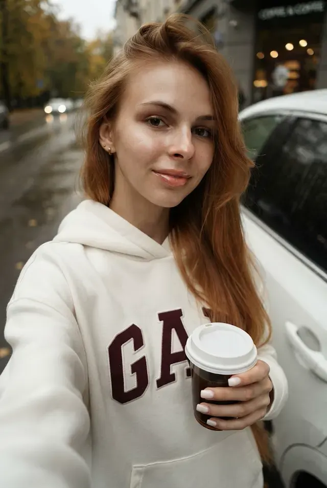 Уютное осеннее селфи с кофе