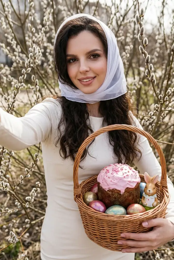 Пасхальное селфи с куличом