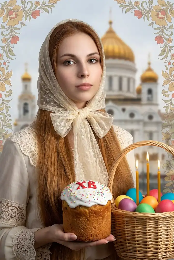 Пасхальный портрет у церкви