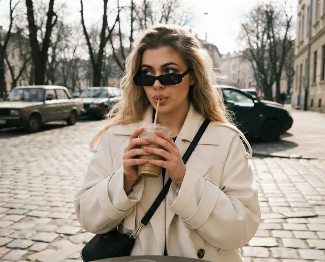 Стильная прогулка с кофе