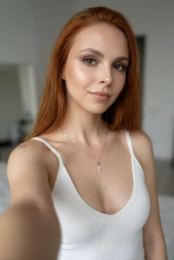 Селфи в белой майке