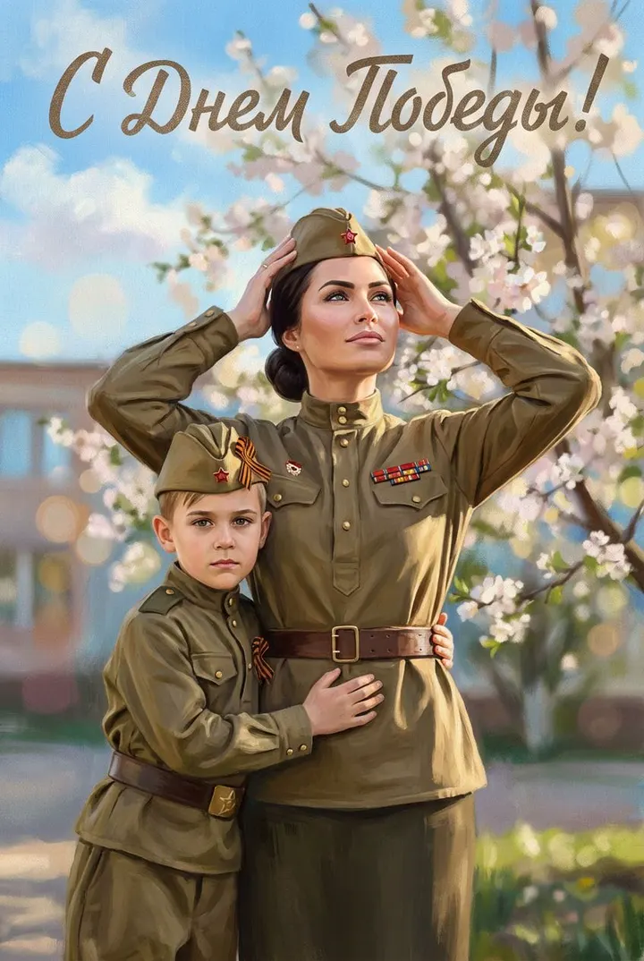 Открытка 9 мая с ребенком