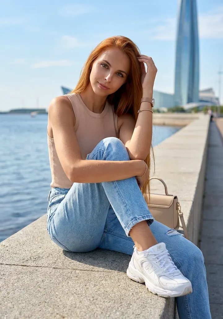 Девушка на набережной у воды