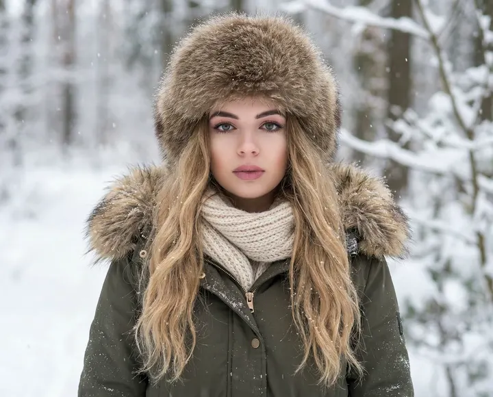 Девушка в зимнем лесу