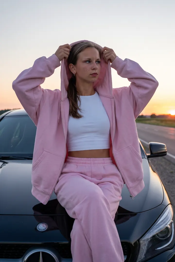 Девушка на капоте Mercedes