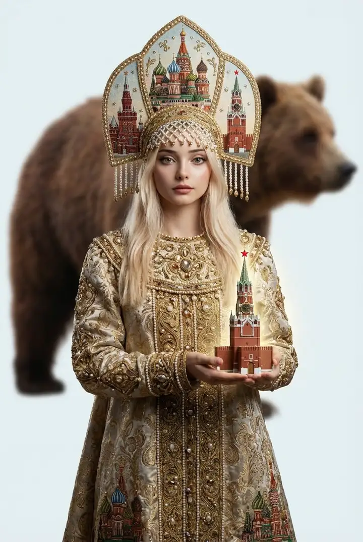 Царевна в расшитом золотом кокошнике — пример фото по шаблону