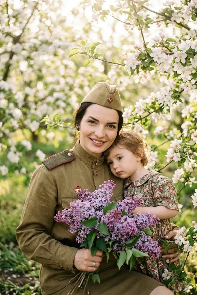 Советская семья в яблоневом саду