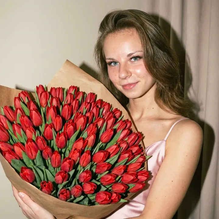 Портрет с 1000 красных тюльпанов