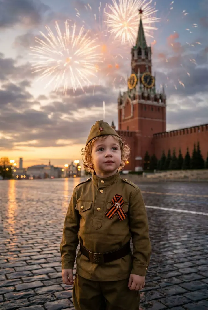Юный герой на Красной площади — пример фото по шаблону