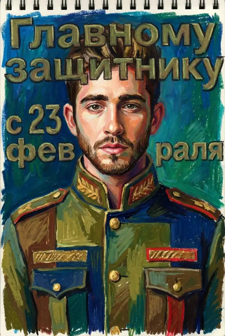 Открытка к 23 февраля стиль фешн-иллюстрация