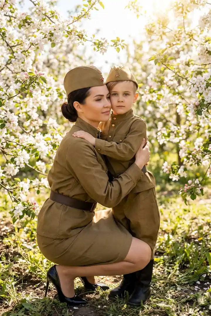 Мама с сыном в военной форме