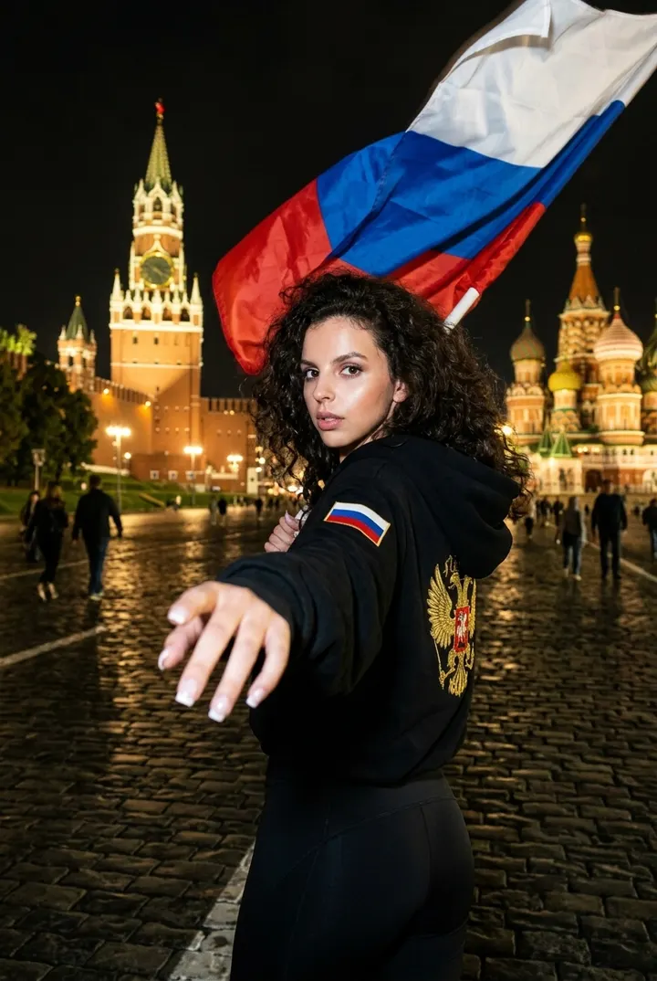 Патриотичный портрет на Красной площади — пример фото по шаблону