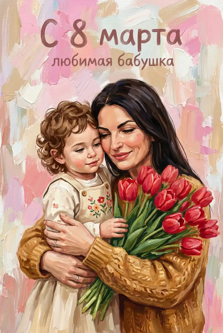 Открытка с бабушкой и внучкой