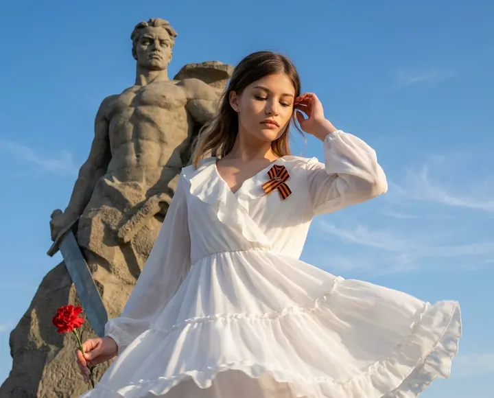 Девушка у Родины-матери