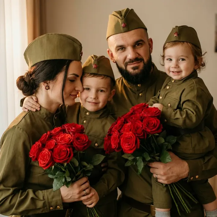 Военный семейный портрет с детьми