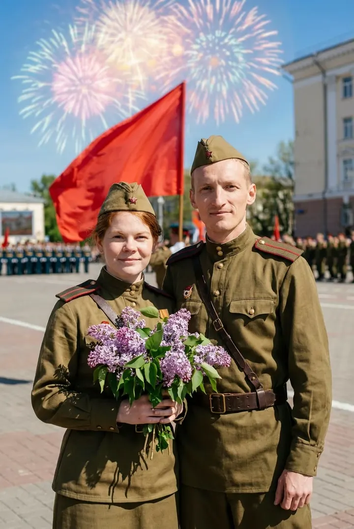 Пара в военной форме 9 мая